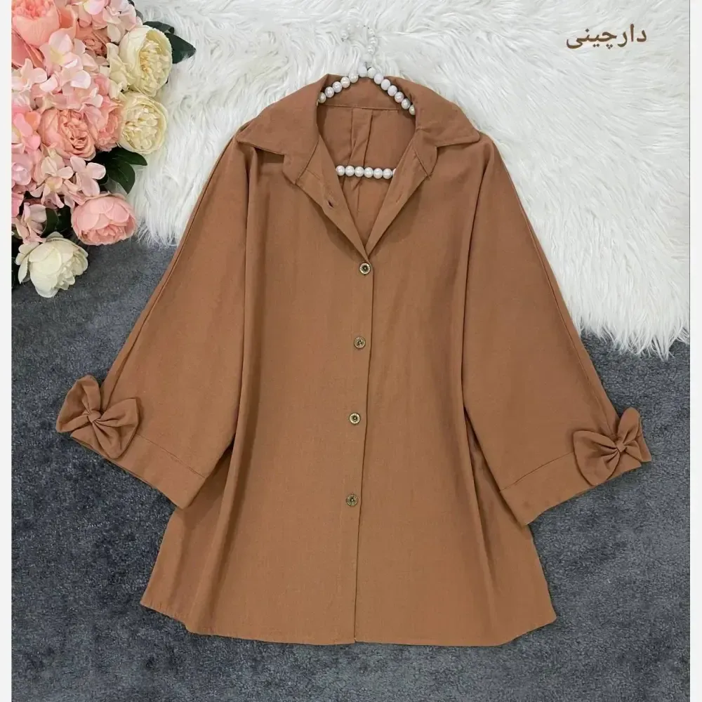 شومیز باکسی لینن درجه یک زنانه رنگ مشکی و سبز پسته ای فری سایز