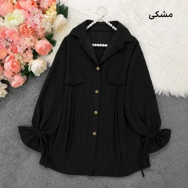 شومیز آستین عروسکی زنانه جنس آیوا زنجیری فری سایز تا 48