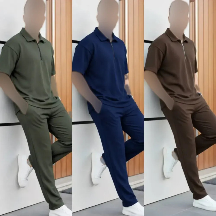 ست مردانه نیم زیپ جنس بیسکویتی رنگ بندی متنوع فری سایز