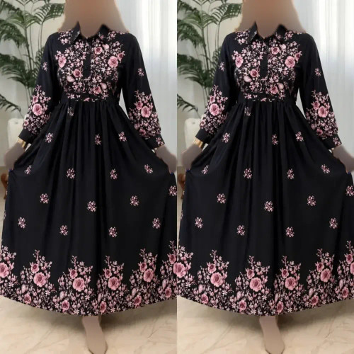 پیراهن زنانه مدل زنبق جنس بوگاتی درجه یک فری سایز