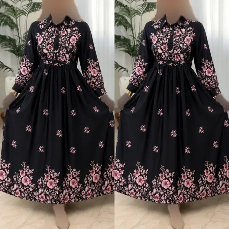 پیراهن زنانه مدل زنبق جنس بوگاتی درجه یک فری سایز