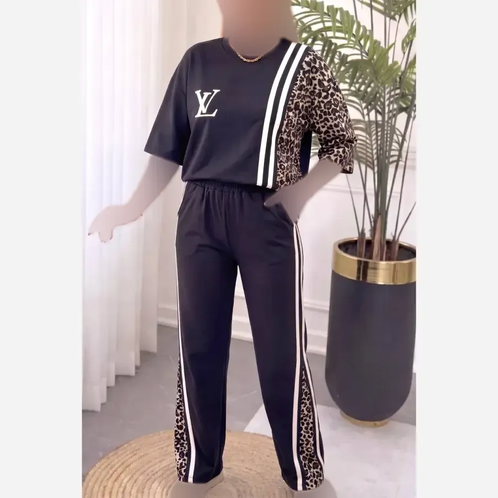 ست تیشرت و شلوار پنبه باکیفیت فری سایز 38 تا 46 ترانه