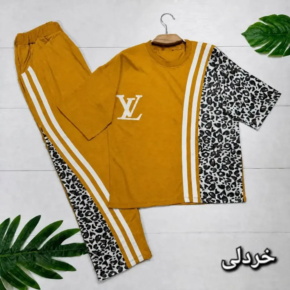 ست تیشرت و شلوار پنبه باکیفیت فری سایز 38 تا 46 ترانه