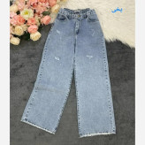 شلوار فول بگ جین درجه یک زنانه یخی سورمه ای سایز 38 تا 46