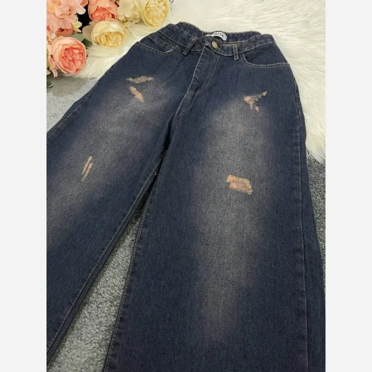 شلوار فول بگ جین درجه یک زنانه یخی سورمه ای سایز 38 تا 46