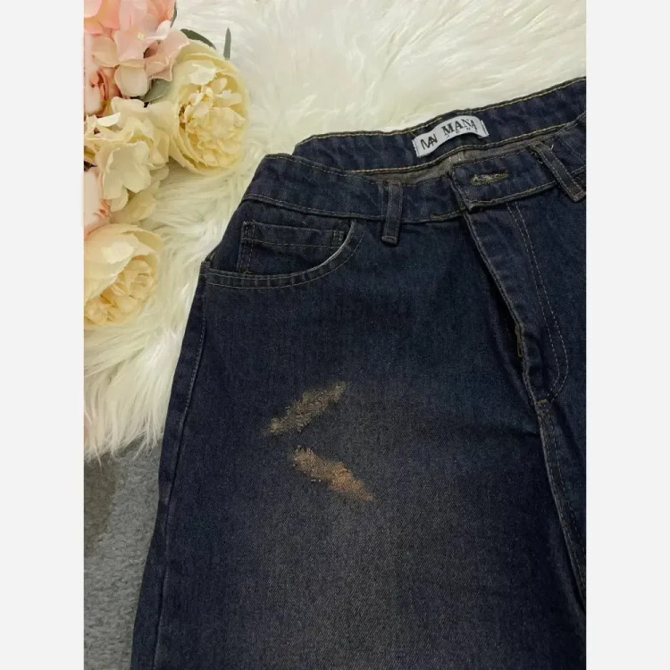 شلوار فول بگ جین درجه یک زنانه یخی سورمه ای سایز 38 تا 46
