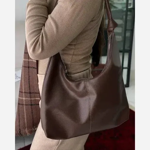 کیف بند گره ای چرم زنانه مشکی موکا سبک جادار با کیفیت 30*40 سانت