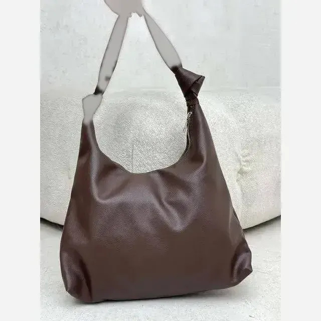 کیف بند گره ای چرم زنانه مشکی موکا سبک جادار با کیفیت 30*40 سانت