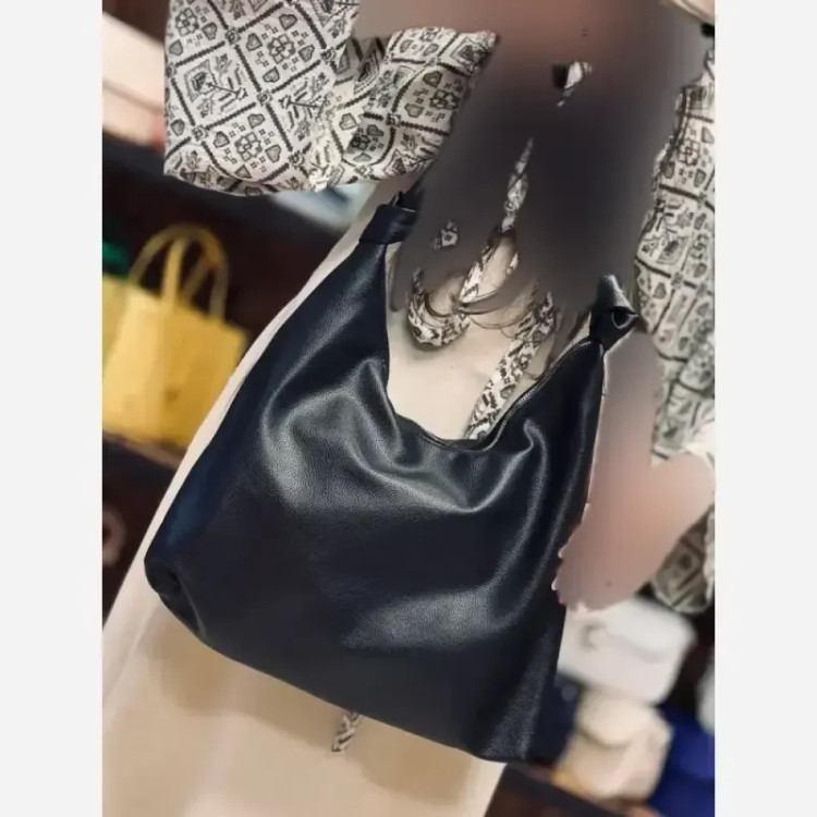کیف بند گره ای چرم زنانه مشکی موکا سبک جادار با کیفیت 30*40 سانت