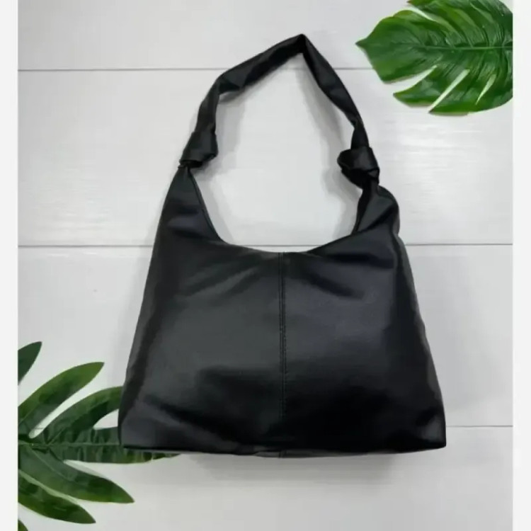 کیف بند گره ای چرم زنانه مشکی موکا سبک جادار با کیفیت 30*40 سانت