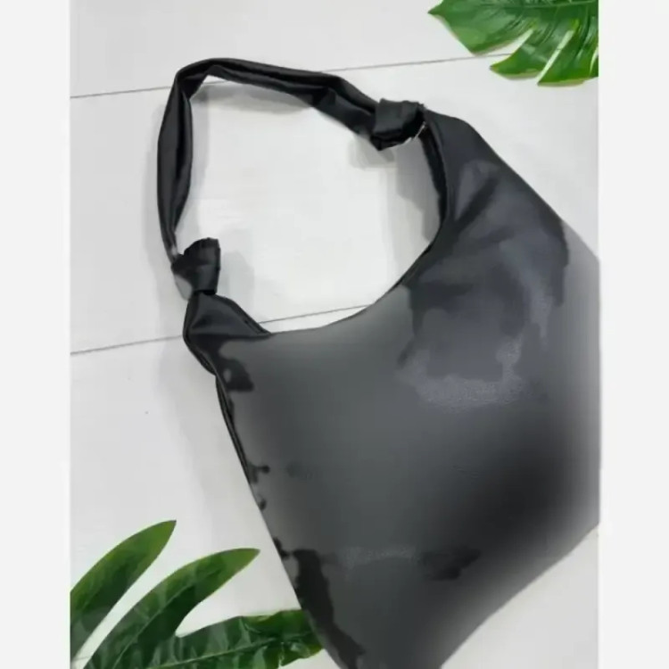 کیف بند گره ای چرم زنانه مشکی موکا سبک جادار با کیفیت 30*40 سانت