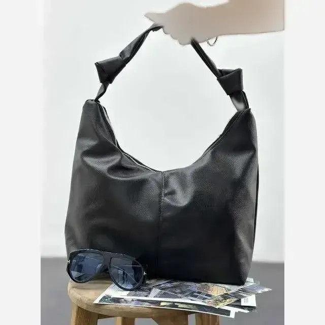 کیف بند گره ای چرم زنانه مشکی موکا سبک جادار با کیفیت 30*40 سانت