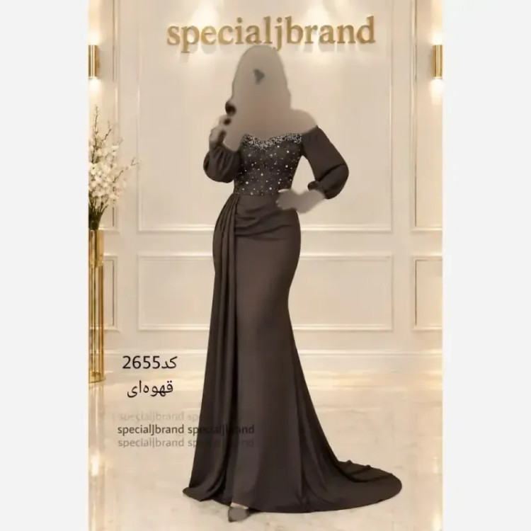 ماکسی مجلسی ژانت ساتن جولیا کاپ دار سنگ و مروارید پانچی درجه یک سایز 38 تا 48