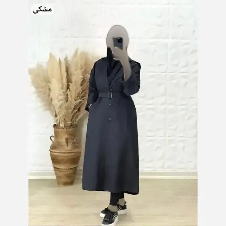 مانتو دانشجویی نانسی جنس پرشین مکانیک رنگ مشکی و سرمه ای سایز 36 تا 50