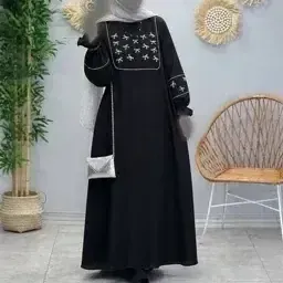 عبا گلدوزی پاپیونی مناسب شیردهی جنس الیزه رنگ مشکی
