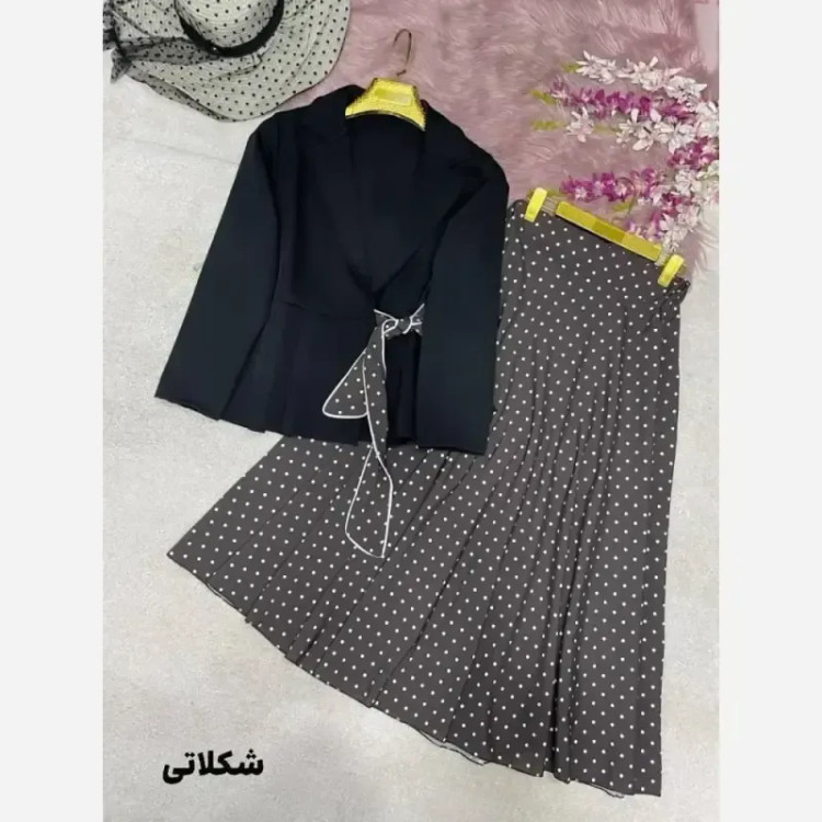 ست کت دامن زنانه مدل دایان جنس کرپ مازراتی و بوگاتی سایز 38 تا 44