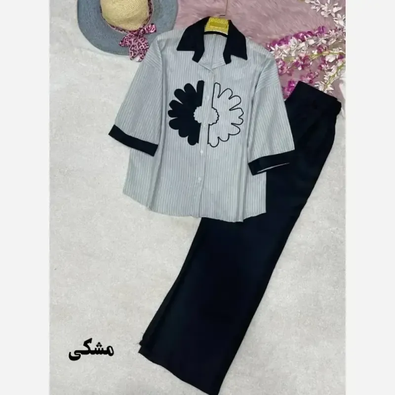 ست شومیز شلوار الیکا زنانه پوپلین لنین فری سایز 38 تا 46 رنگبندی متنوع