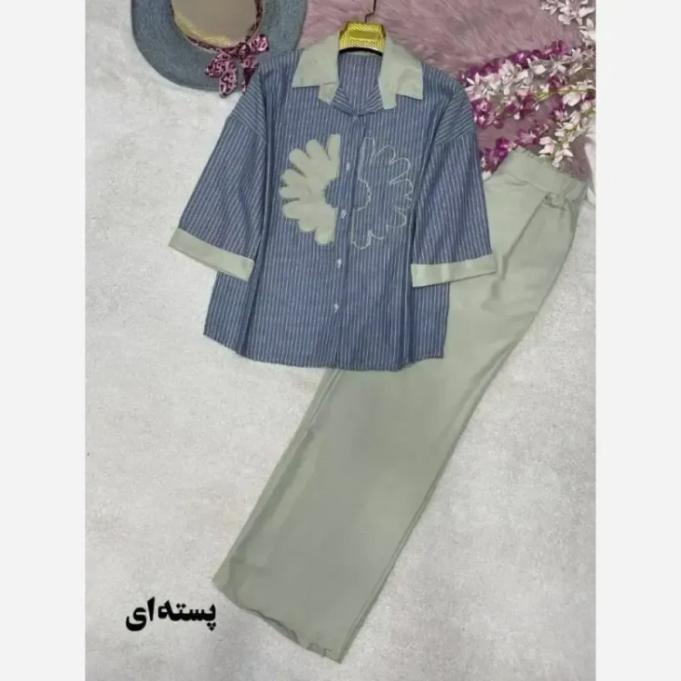 ست شومیز شلوار الیکا زنانه پوپلین لنین فری سایز 38 تا 46 رنگبندی متنوع