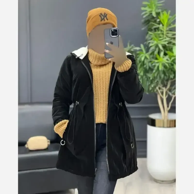 کاپشن لیوسا سیلیکونی داخل ببعی کلاهدار رنگ مشکی سایز 38 تا 46