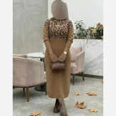 کفتان بافت ژیوان فری سایز 38 تا 48 رنگ نسکافه ای و کرم