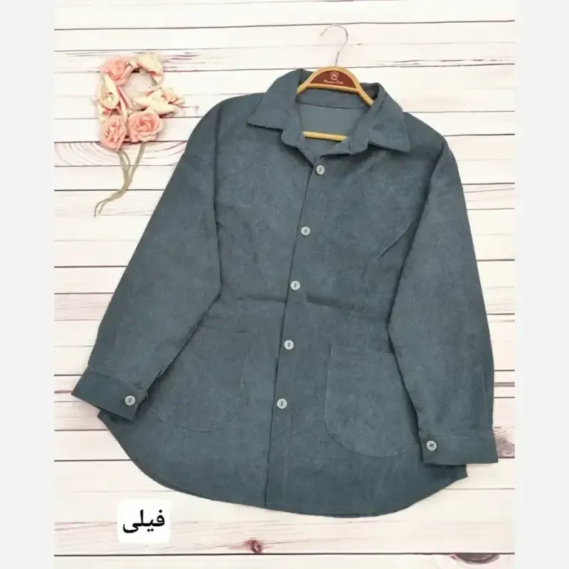 مانتو پاییزه مخمل کبریتی وارداتی جلو دکمه دار سایز بزرگ تا 48