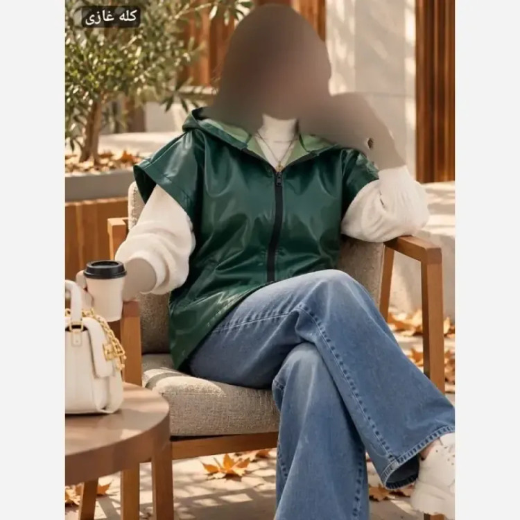 وست چرم زنانه مدل میشل جنس چرم تیرکمانی کلاه دار سایز فری 36 تا 48