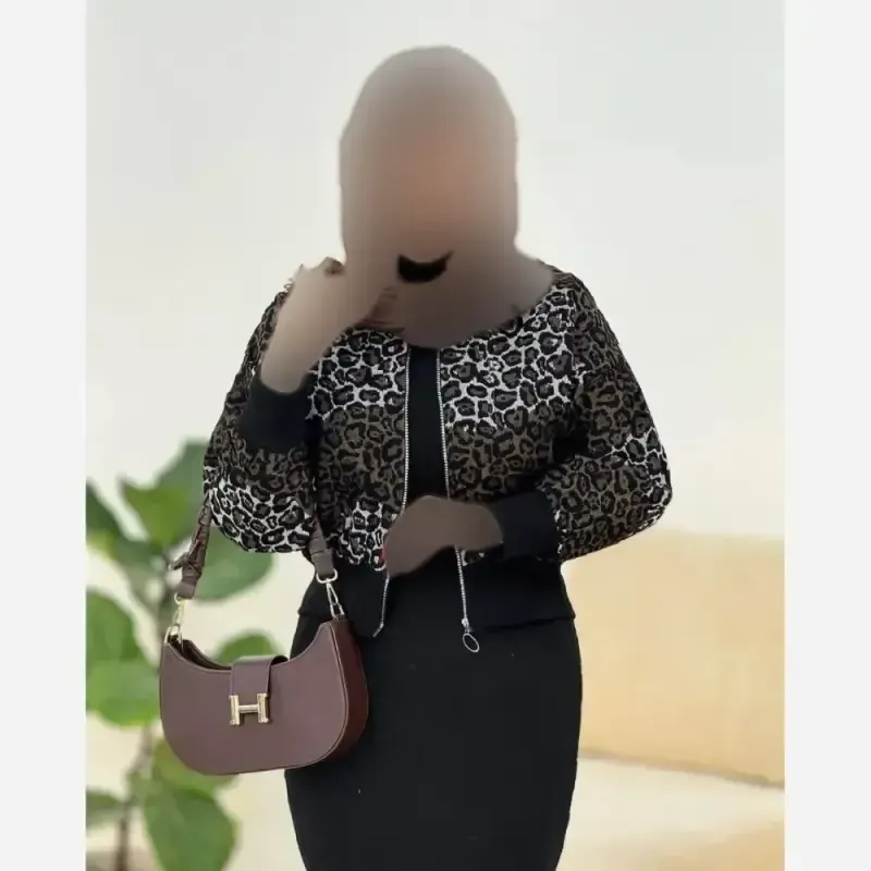بامبر پلنگی پاییزه جنس تافته فری سایز 38 تا 46