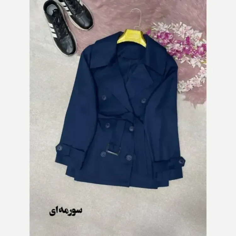 ترنچ کت کوتاه زنانه جنس کتان استانبولی مدل هیوا سایز 38 تا 44