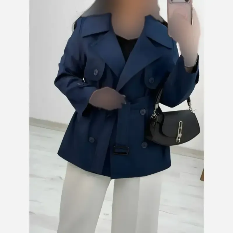 ترنچ کت کوتاه زنانه جنس کتان استانبولی مدل هیوا سایز 38 تا 44