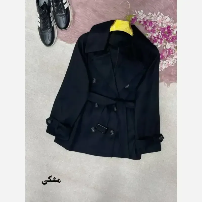 ترنچ کت کوتاه زنانه جنس کتان استانبولی مدل هیوا سایز 38 تا 44