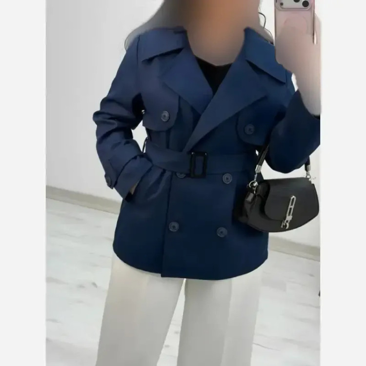 ترنچ کت کوتاه زنانه جنس کتان استانبولی مدل هیوا سایز 38 تا 44