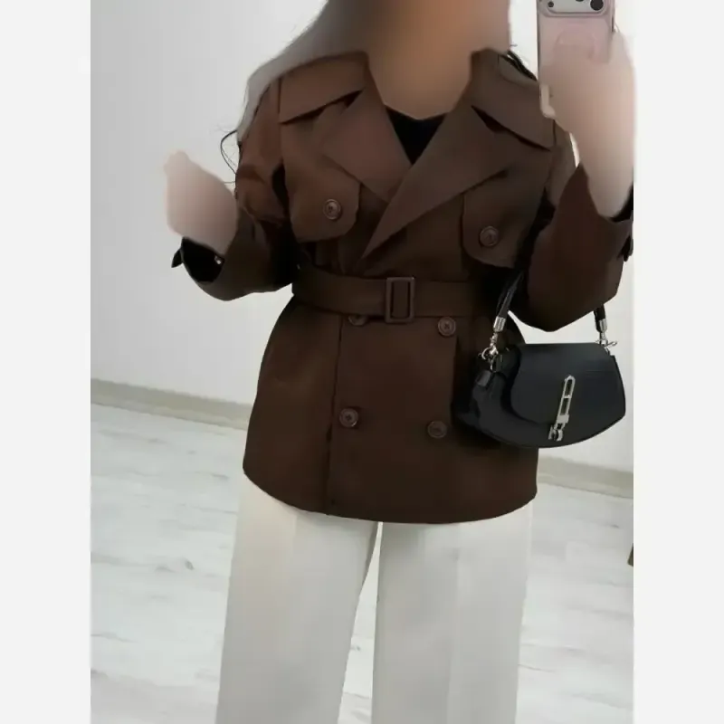 ترنچ کت کوتاه زنانه جنس کتان استانبولی مدل هیوا سایز 38 تا 44