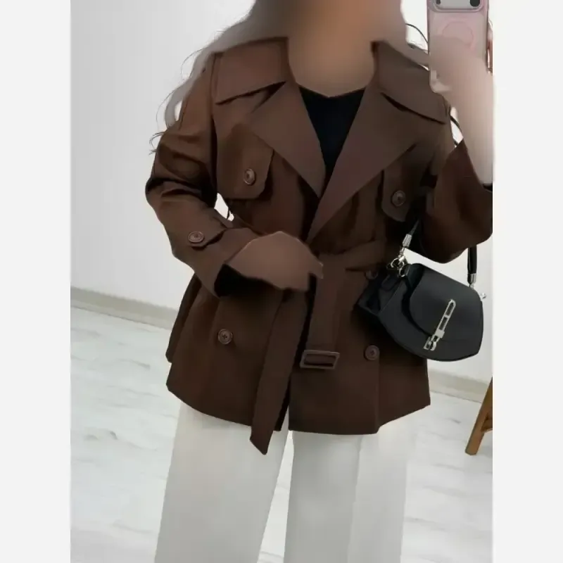ترنچ کت کوتاه زنانه جنس کتان استانبولی مدل هیوا سایز 38 تا 44
