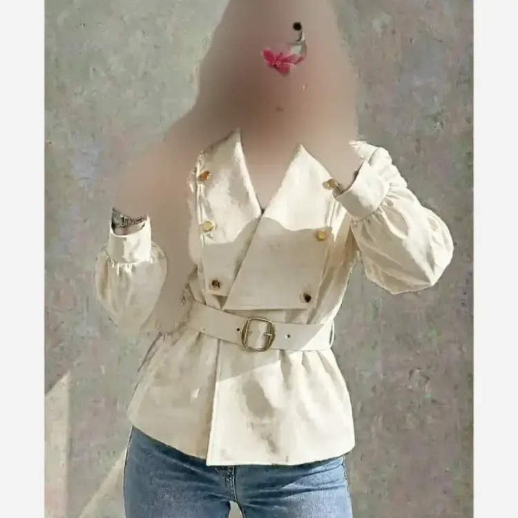 بارونی زنانه مدل رومینا جنس کتان زارا درجه یک ضدآب و کجراه کمربنددار