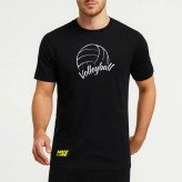 تی شرت آستین کوتاه مردانه مدل والیبال مشکی با یقه گرد و جنس نخی مناسب روزمره