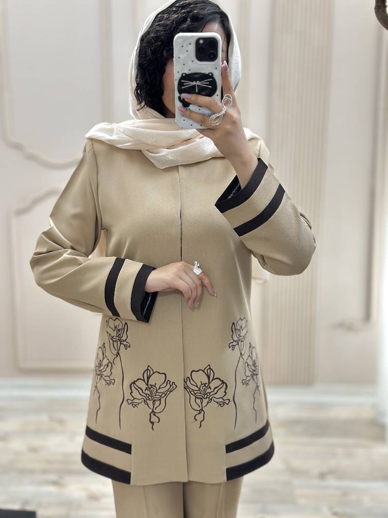 کت شلوار گلدوزی مدل رویا