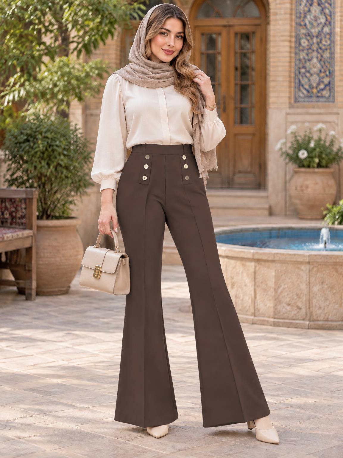 شلوار بوتکات کمر دکمه ای